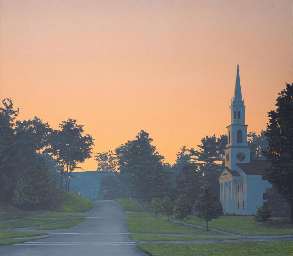 Nocturne with New England Church