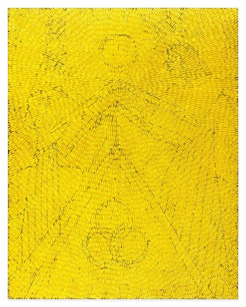 We Shine Outward Into the Universe (Gemini and Cancer) (Painted Universe Mandala SF #6F, Yellow, Natural Ground)