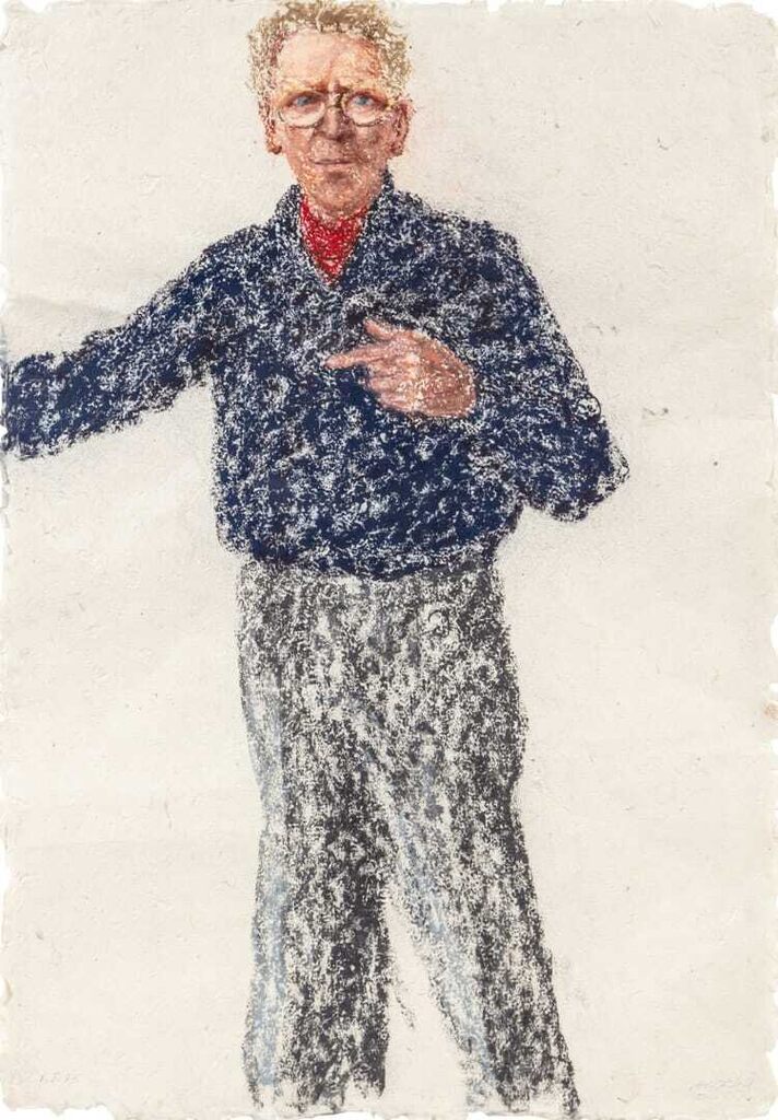 Autoportrait en Pied avec un Foulard rouge