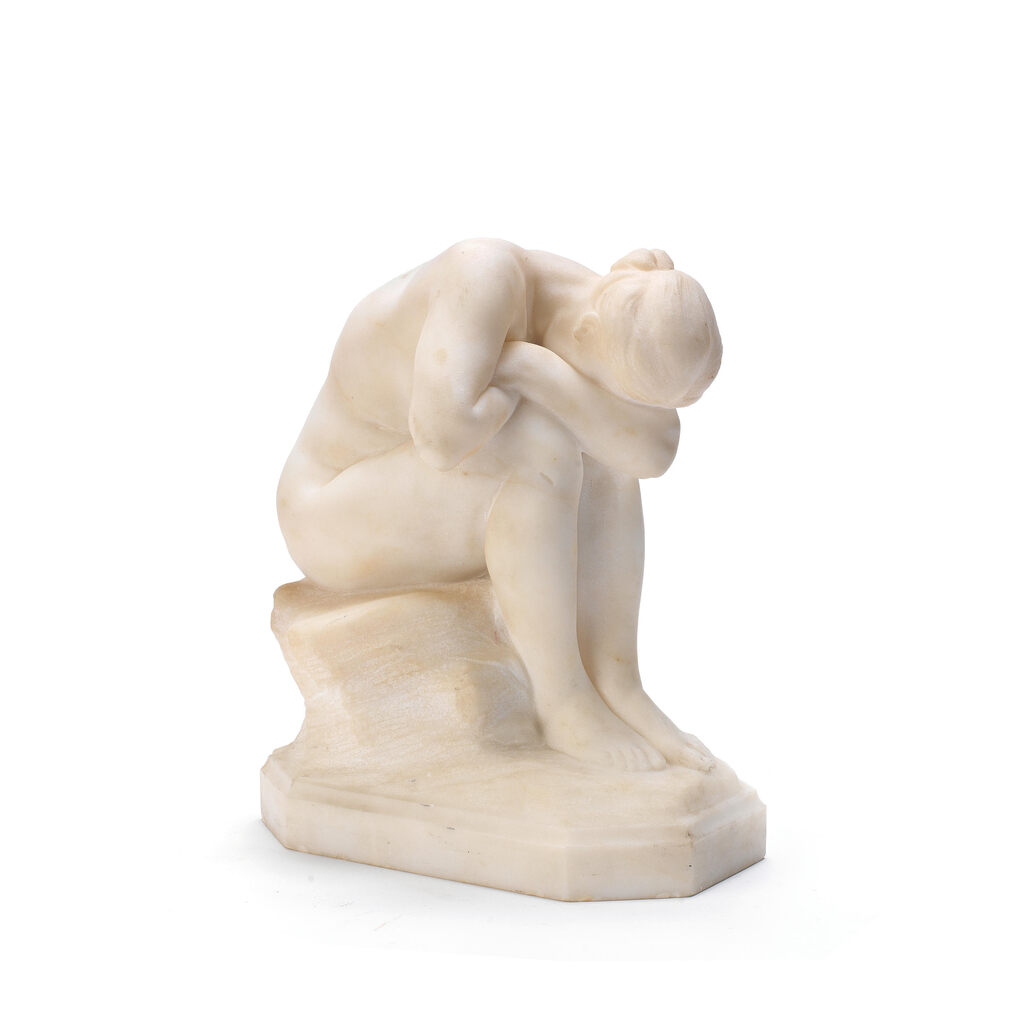 Aimé-Jules Dalou (1838-1902): A sculpted white marble figure of 'La Verité Meconnue (The Truth unacknowledged)'