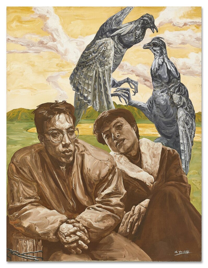 Ideal State (Double Portrait with Birds of Prey)