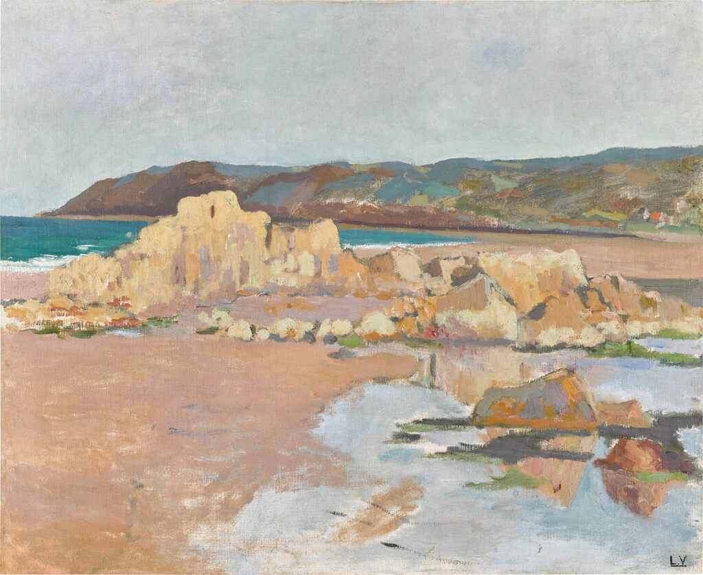 Rochers sur la plage à marée basse