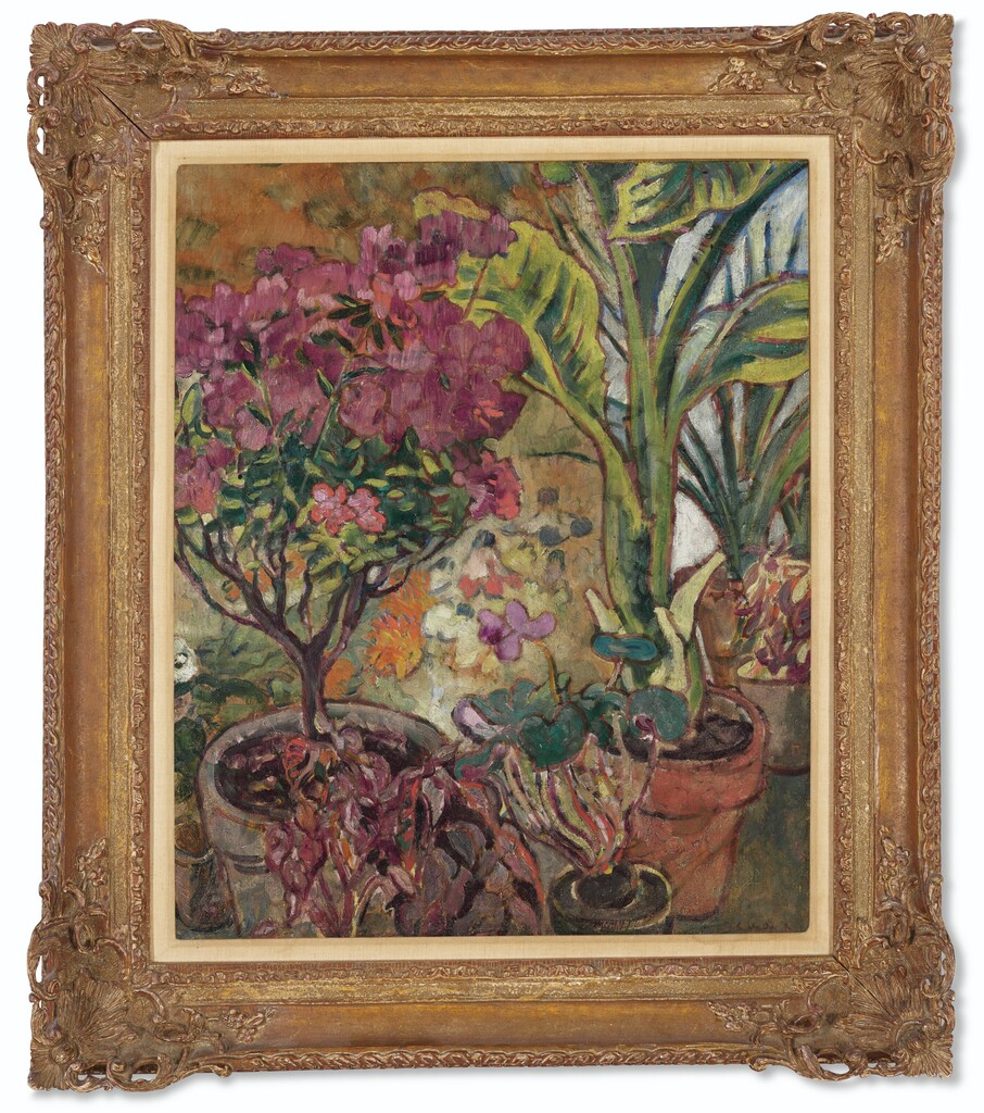 Azalées et plantes vertes