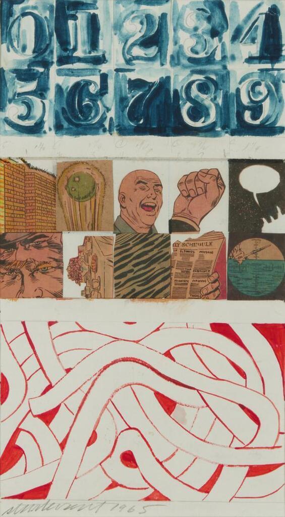 Working Drawing for Johns 0 Through 9, Fahlstrom Elements, Rosenquist Spaghetti