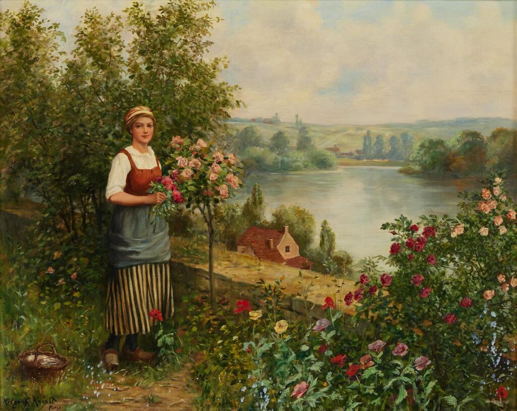 Young Woman in a Rose Garden