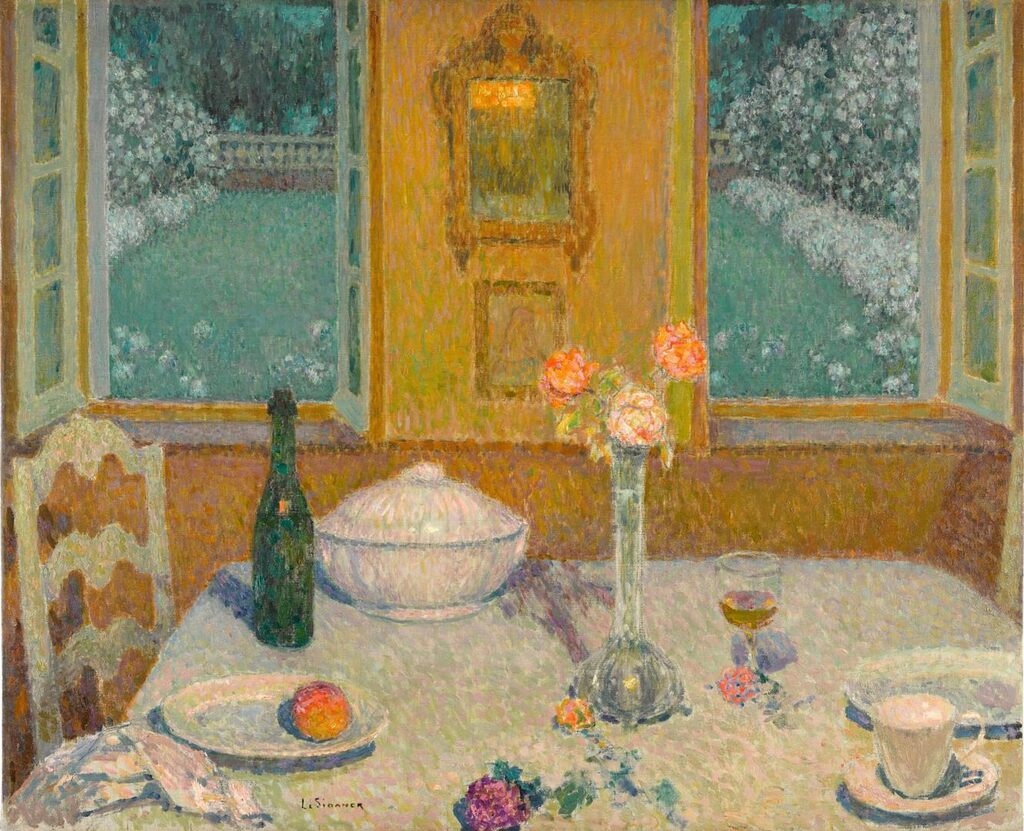 Henri Le Sidaner, La Table sur le jardin fleuri au crépuscule