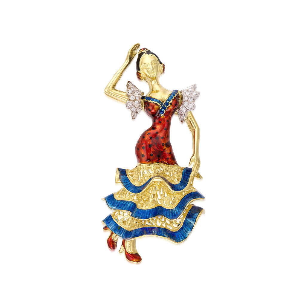 Enamel and Diamond Brooch