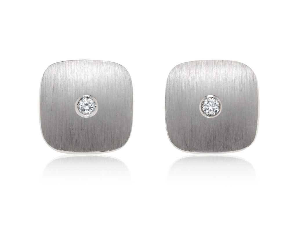 DAMIANI DIAMOND AND WHITE GOLD CUFFLINKS