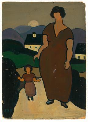Village Street Woman and Child / Dorfstraße Frau und Kind