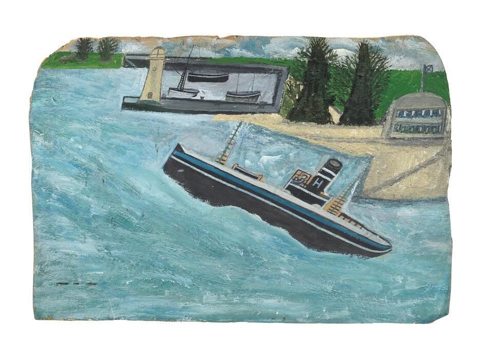 Trawler Passing a Lighthouse