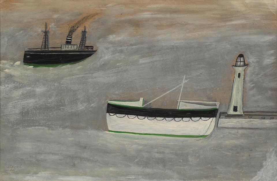 Steamer, Lifeboat and Lighthouse