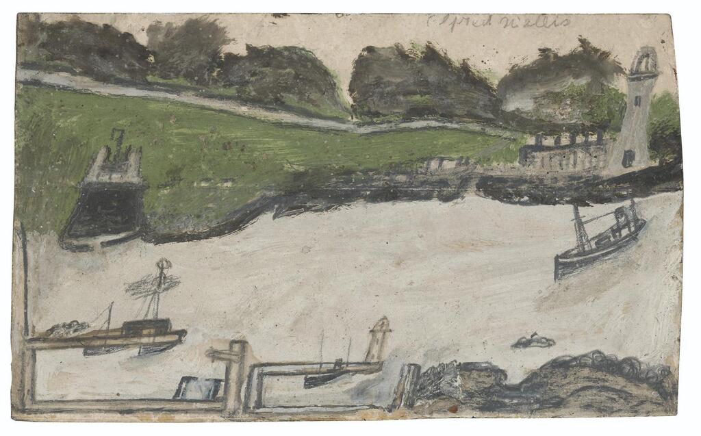 Harbour scene with castle and lighthouse