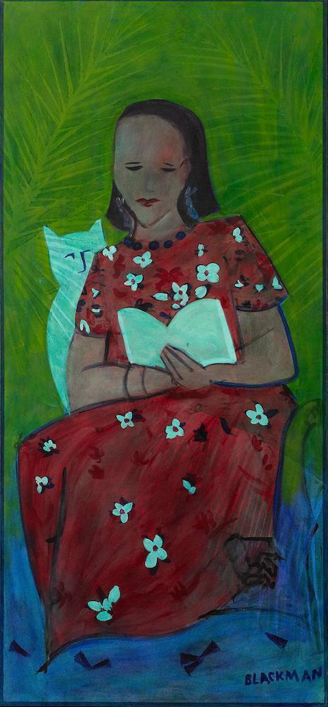 Reading with White Cat