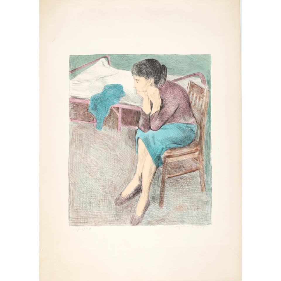 Seated Woman Near a Bed