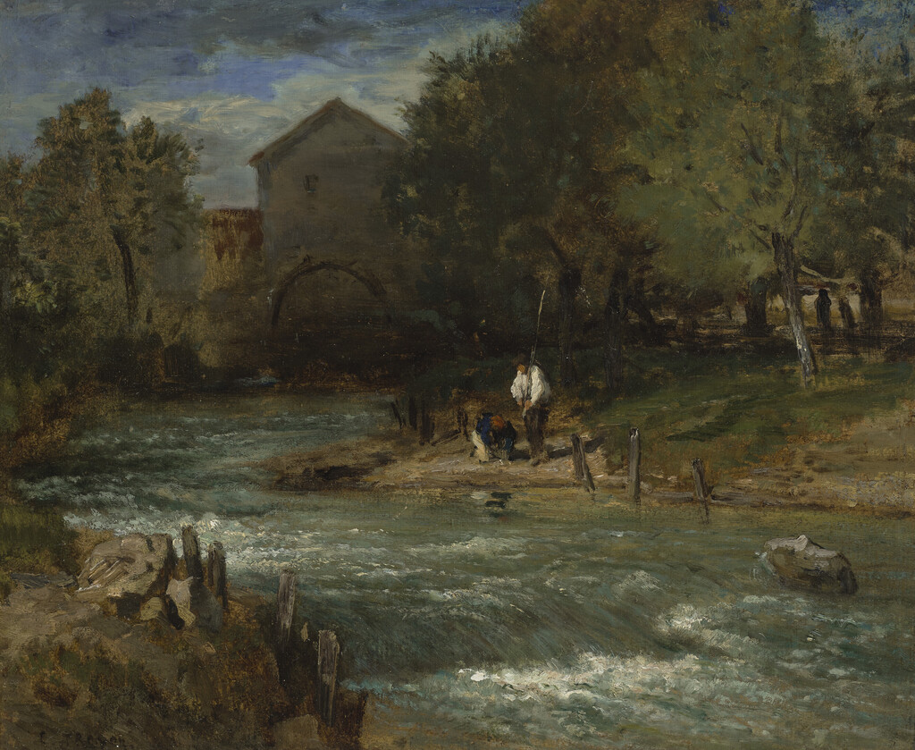 Mill Stream with Fishermen