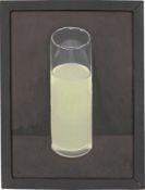 "The glass before black, 3/4 fill with a mixture of 1 par pernod to 5 parts water"