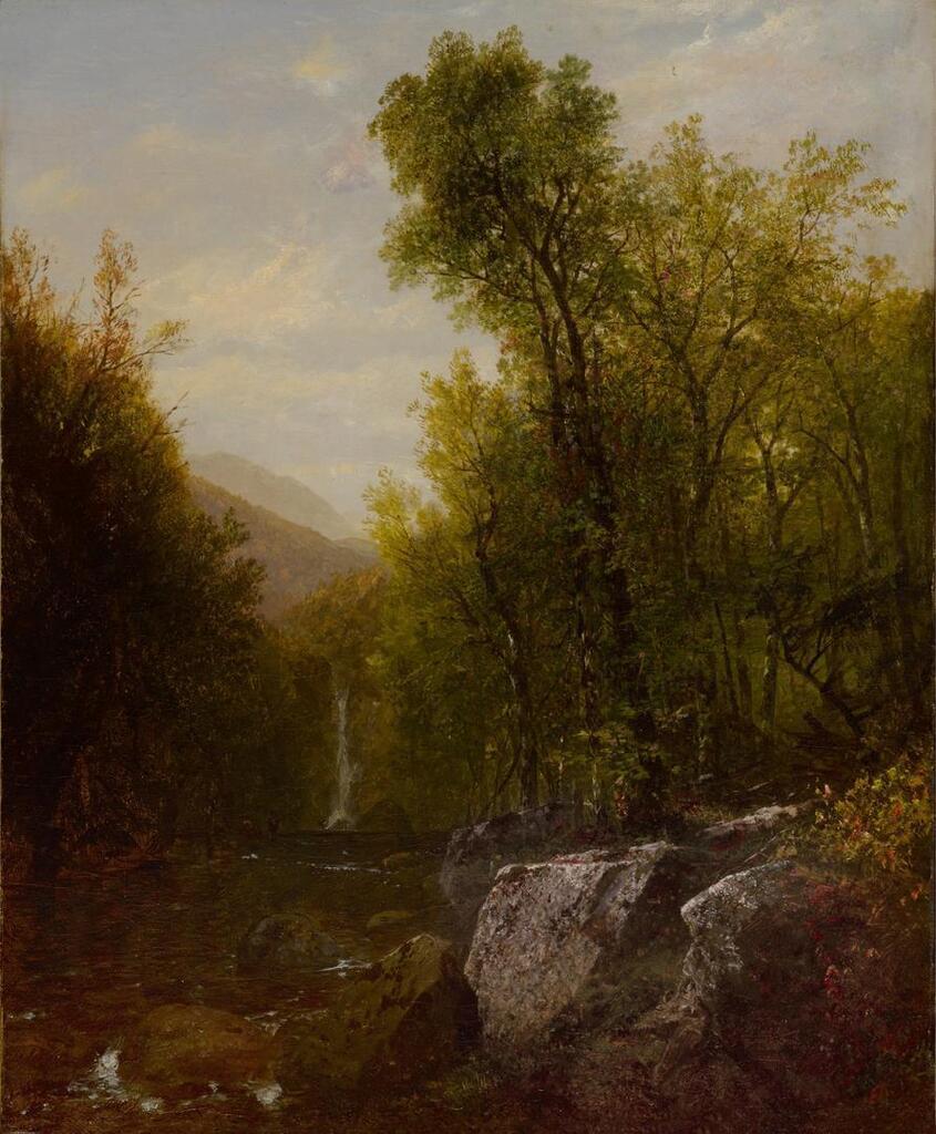 Fishing Near A Forest Waterfall