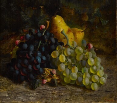 Two Still Life Paintings: Fruit and White Anemones