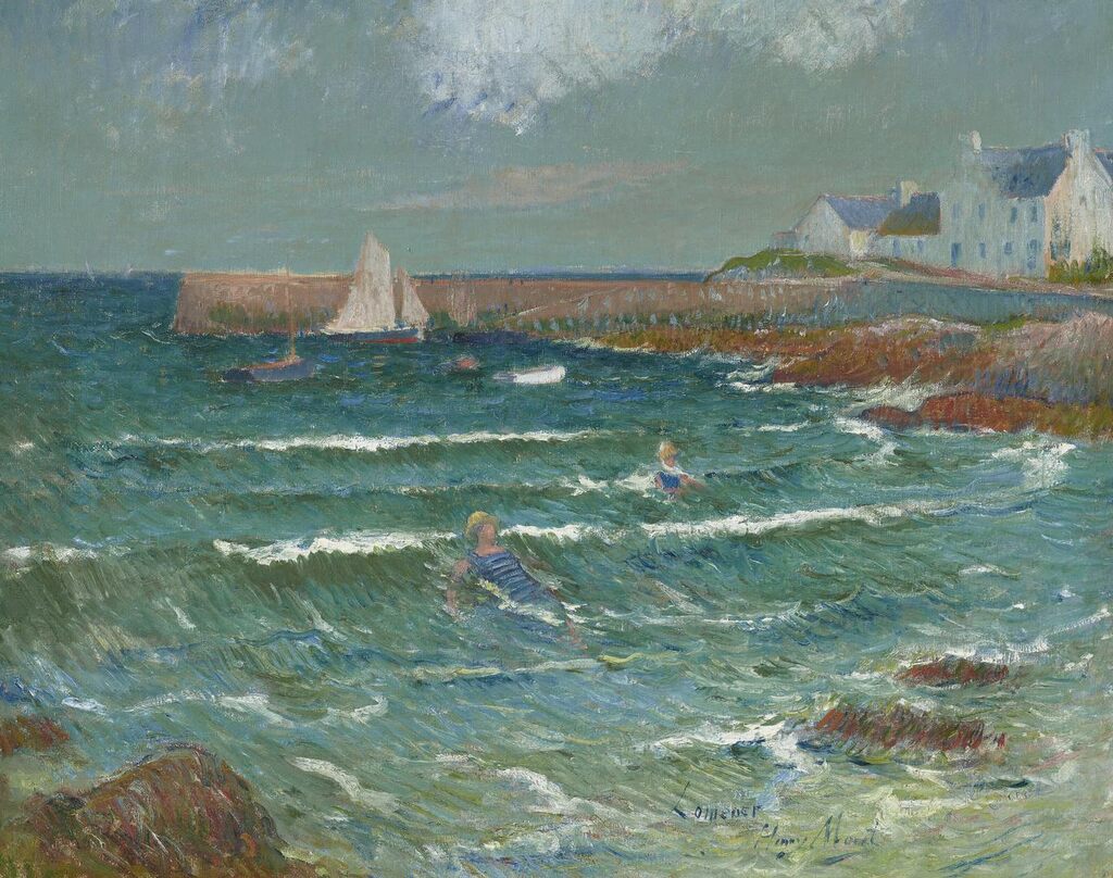 Baignade de mer à Lomener