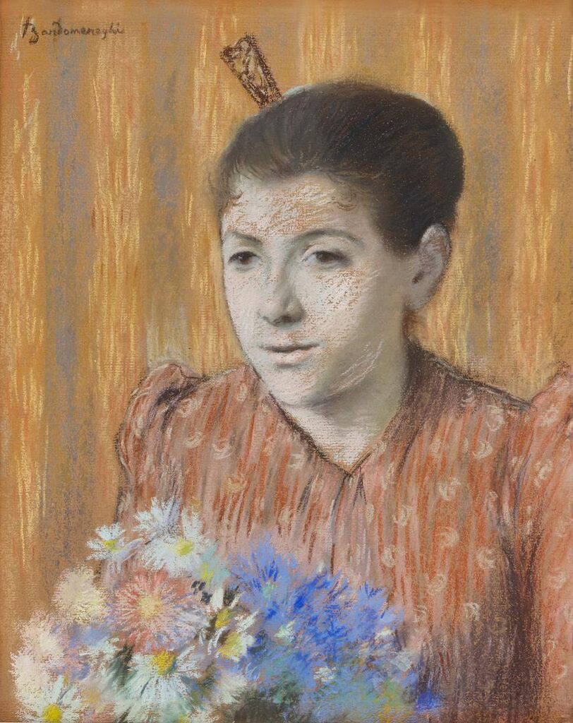 Young Woman with a Bouquet of Flowers