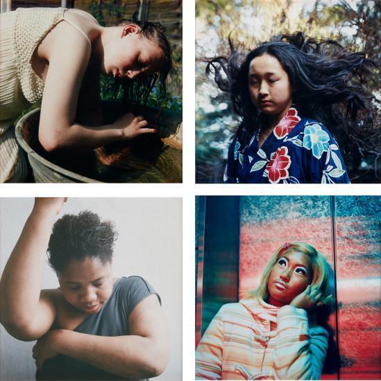 Untitled #23, 1997 (washing hair); Untitled #30, 1998 (woman in tshirt); Untitled #84, 2000 (blonde bob); Untitled #100, 2000 (windblown hair)