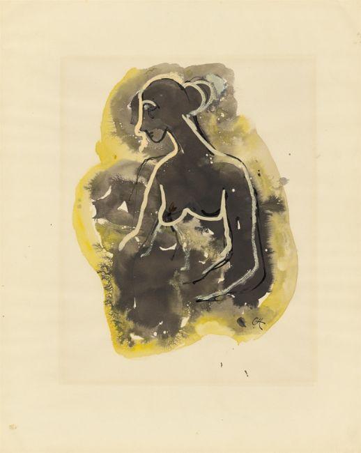 Profile portrait of a woman / Woman at a table (two-sided).