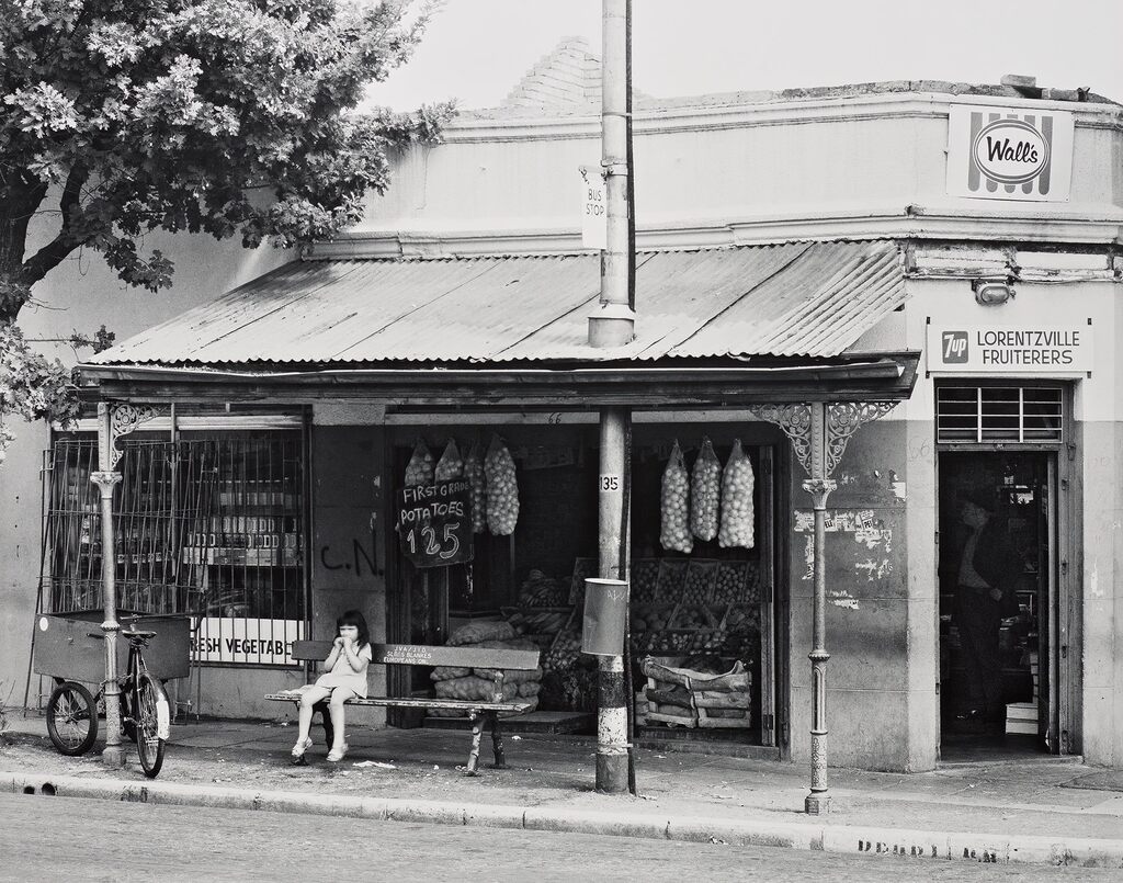 Street traders and the colonnade of the Walter Sisulu Square of Dedication, Kliptown, Soweto