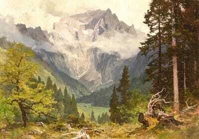 A view of the Hoher Göll and the Scharitzkehlalm in the Berchtesgaden Alps