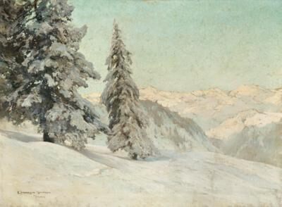 A winter landscape in the mountains