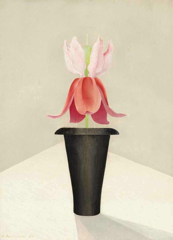 Black Vase with Red Flower