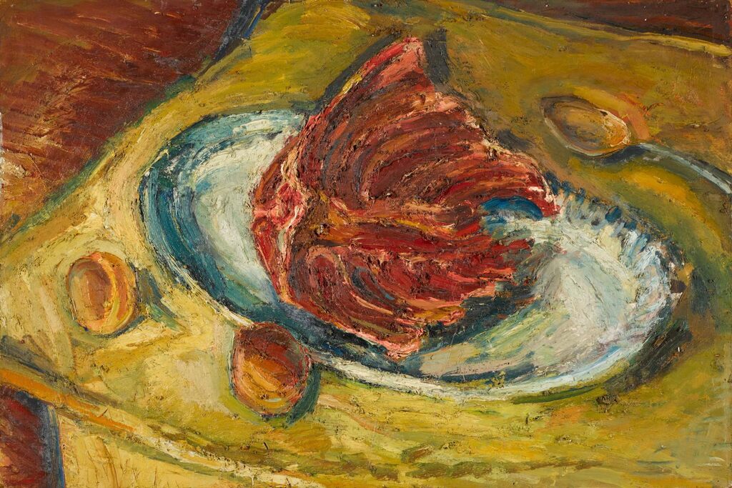 Still Life with Meat & Peaches
