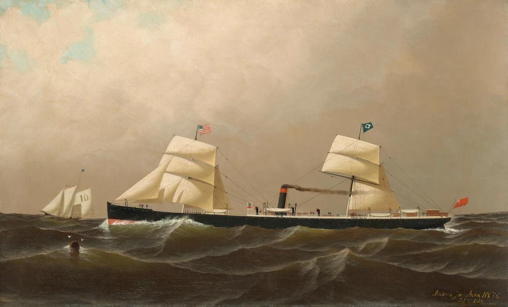 Guion Line Steamship Nevada Approaching New York City