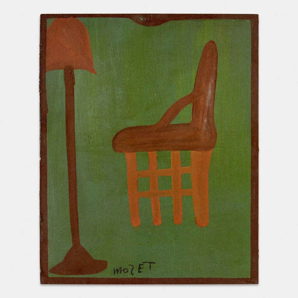 Antique Chair with a Lamp in Front