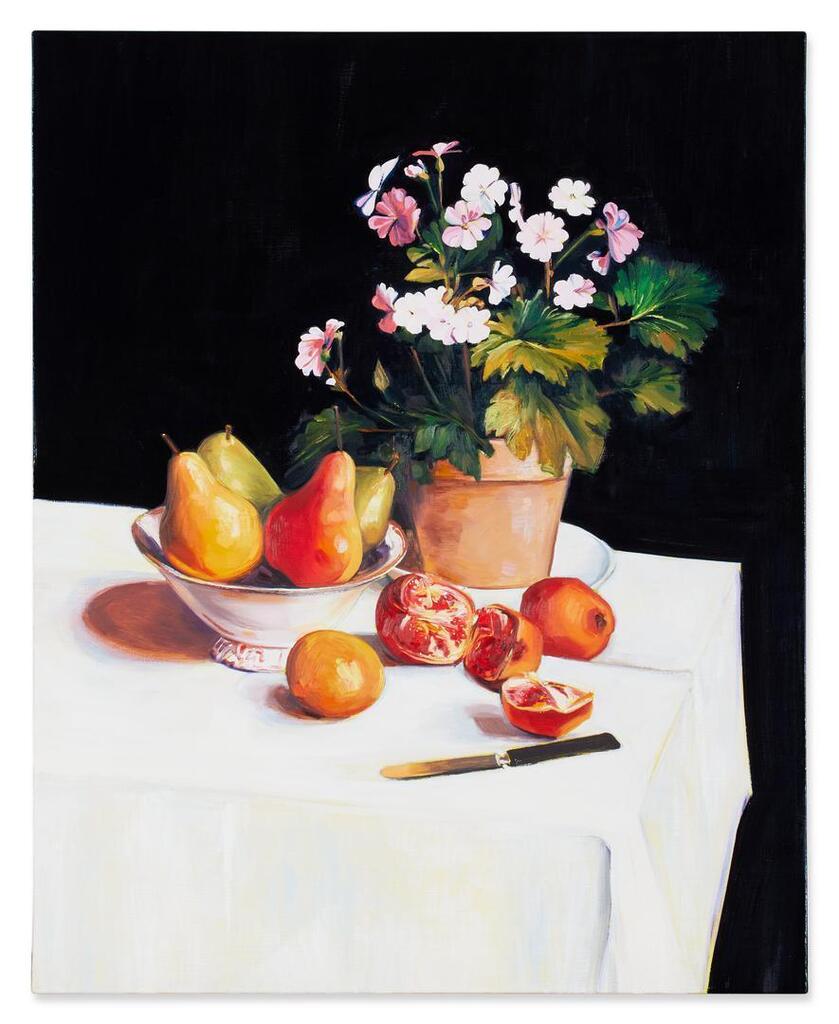 Still Life with Primroses, Pears and Pomegranates (after Fantin-Latour)