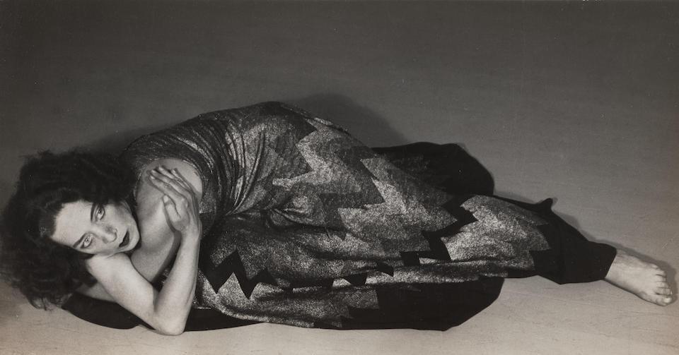 Untitled (Reclining draped nude, Mary Wigman), c. 1930