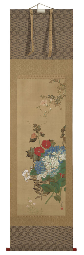 Hydrangea, Lily and Hollyhock