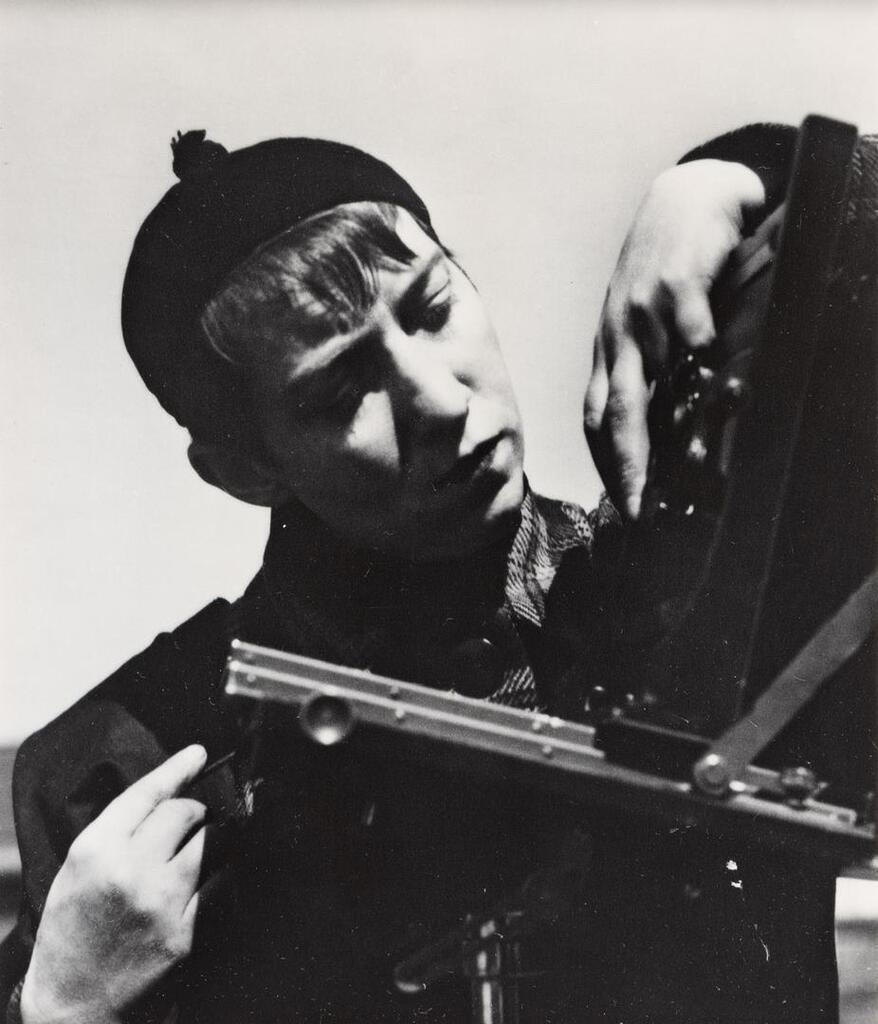 Portrait of Berenice Abbottwith camera, 1935
