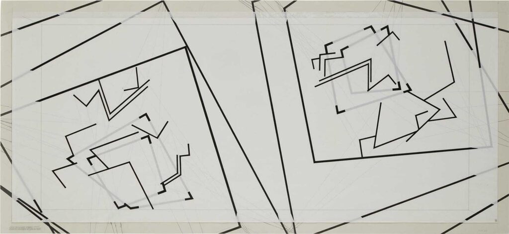 Corner Sections [of 5 four-sided boundaries] Separately Projected from 18 Positions of Viewing