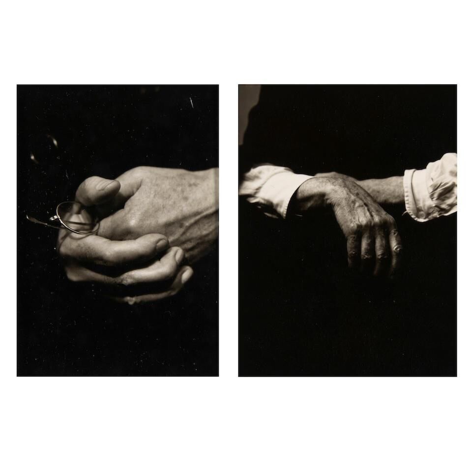 Two Photographs: Alfred Stieglitz Hands with Glasses and Alfred Stieglitz Hands