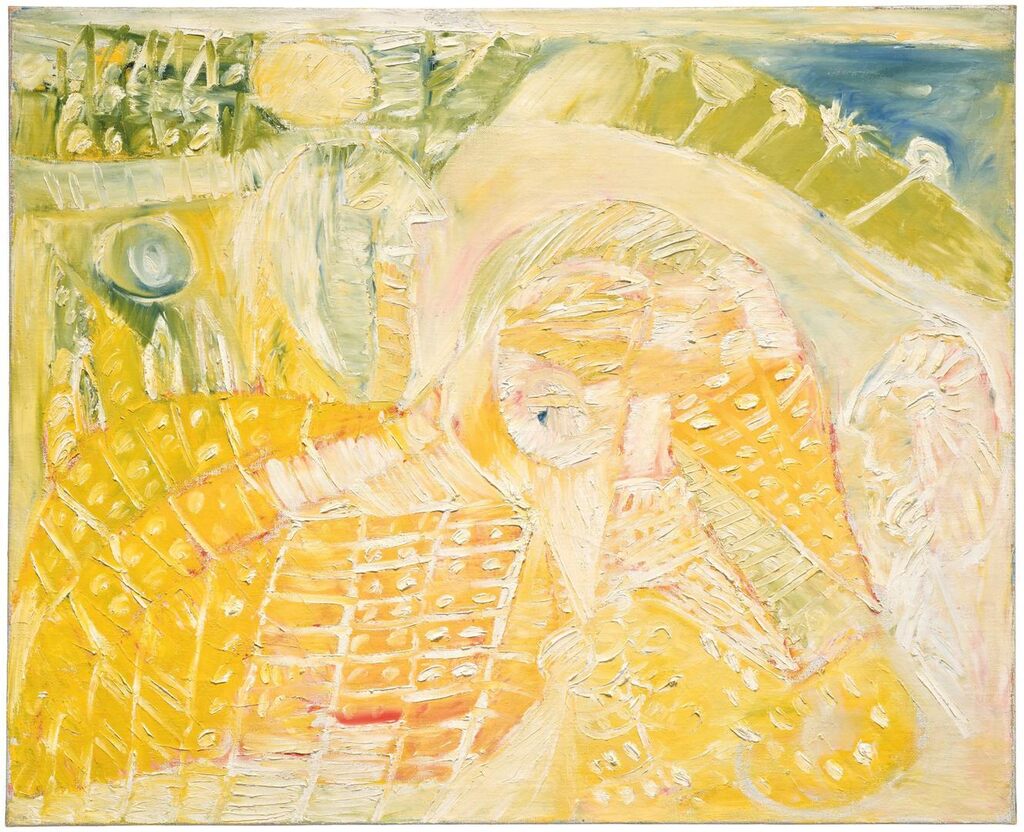 Gül fugl i Landskab (Yellow bird in landscape)