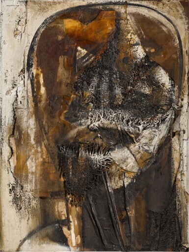 Untitled Painting No.5: Resin and Burlap Face
