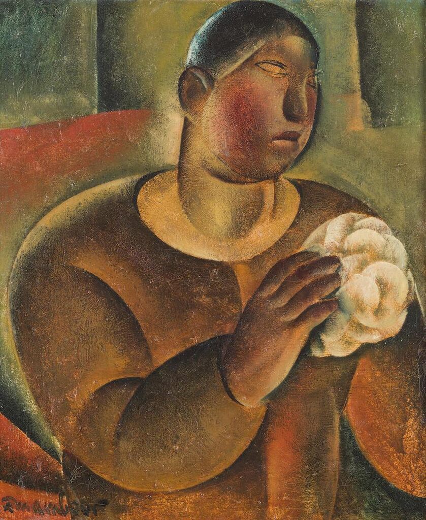 Portrait de femme au bouquet