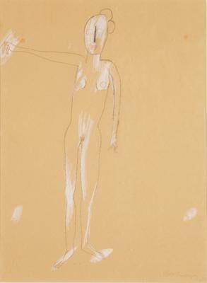 Standing female nude with outstretched arm