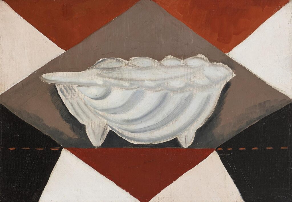 White Dish on Abstract Design