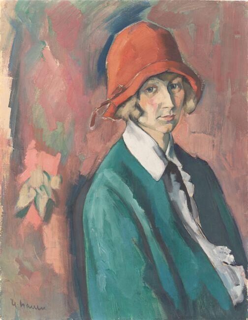 ”Bildnis Olga Vautier mit rotem Hut”