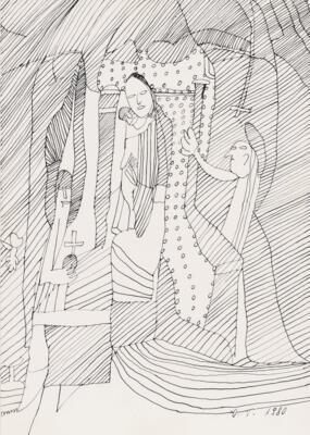 God the Father with globe Mary with child angel