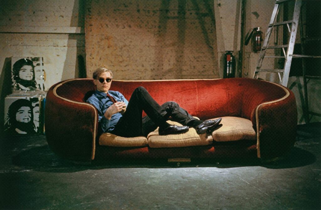 Andy Warhol on the Red Couch at the Factory, New York City, 1964-1965