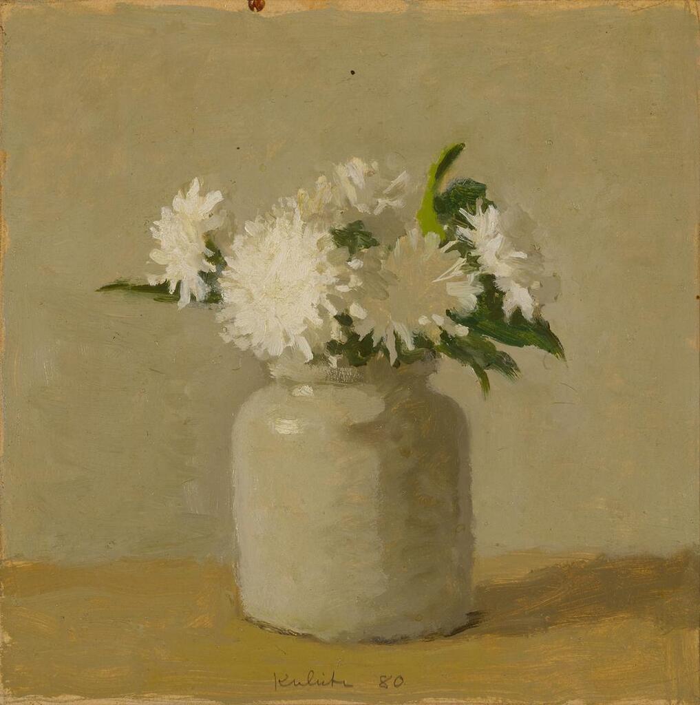 White Flowers in a White Vase