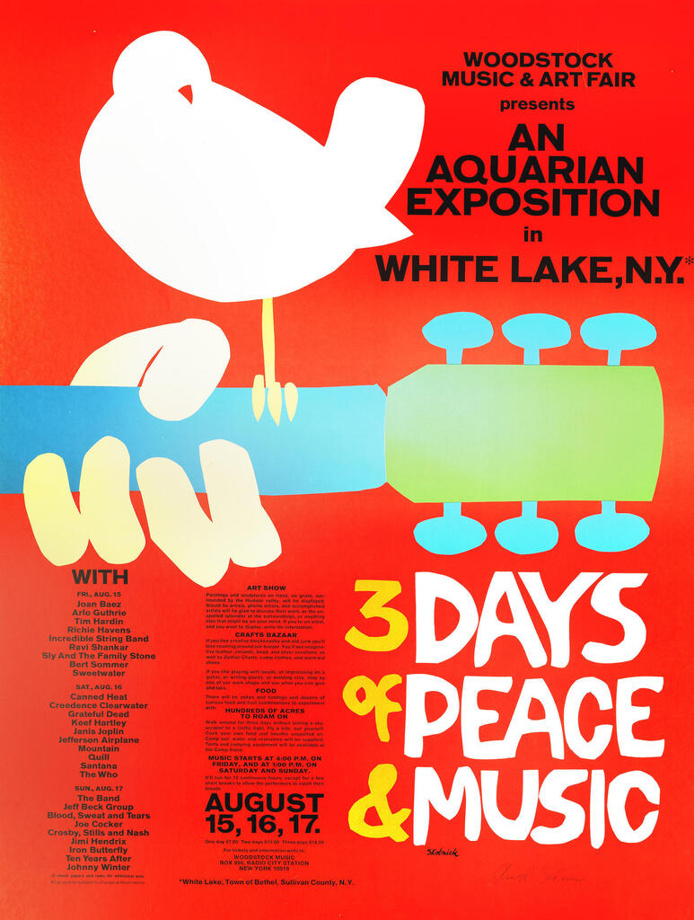 Woodstock: A poster signed by Arnold Scolnick,
