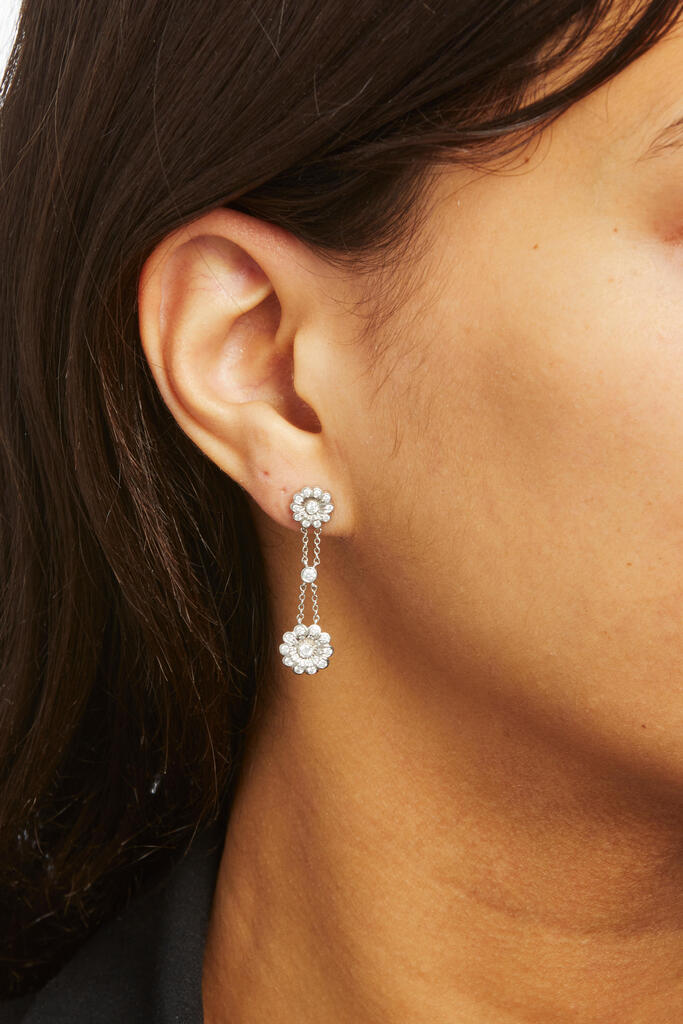 TIFFANY & CO.: A PAIR OF PLATINUM AND DIAMOND EARRINGS